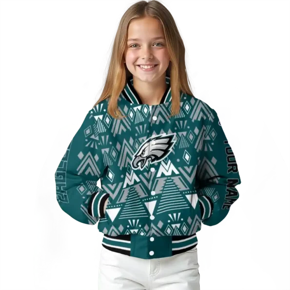 custom philadelphia eagles pyramid shapes green varsity jacket top rated