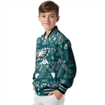 custom philadelphia eagles pyramid shapes green varsity jacket best selling