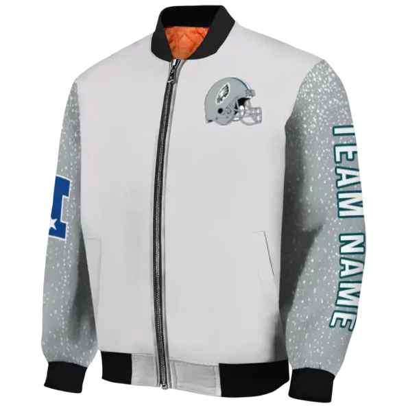 custom philadelphia eagles speckled arms green gray bomber jacket best selling