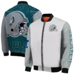 custom philadelphia eagles speckled arms green gray bomber jacket best selling