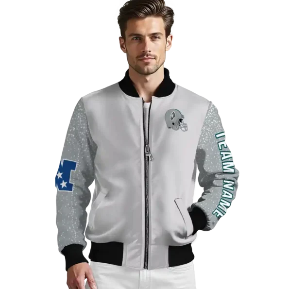 custom philadelphia eagles speckled arms green gray bomber jacket high quality