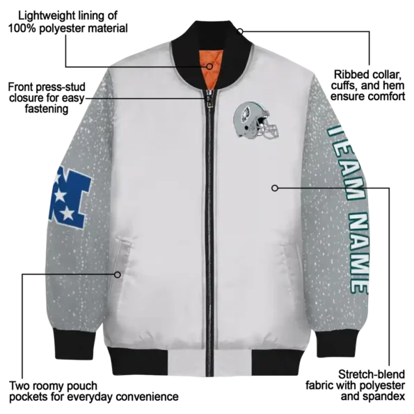 custom philadelphia eagles speckled arms green gray bomber jacket new arrival