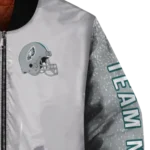 custom philadelphia eagles speckled arms green gray bomber jacket best selling