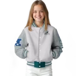 custom philadelphia eagles speckled arms green gray varsity jacket best selling