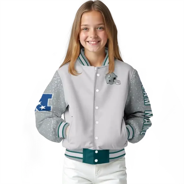 custom philadelphia eagles speckled arms green gray varsity jacket top rated