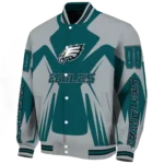 custom philadelphia eagles spider mark green grey crocs varsity jacket best selling