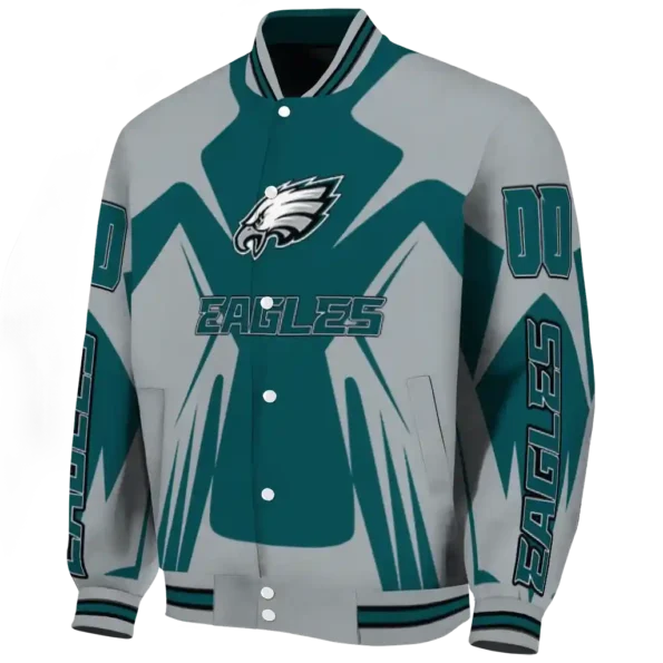 custom philadelphia eagles spider mark green grey crocs varsity jacket best selling