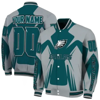 custom philadelphia eagles spider mark green grey crocs varsity jacket fashion forward
