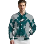 custom philadelphia eagles spider mark green grey crocs varsity jacket best selling
