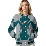 custom philadelphia eagles spider mark green grey crocs varsity jacket best selling