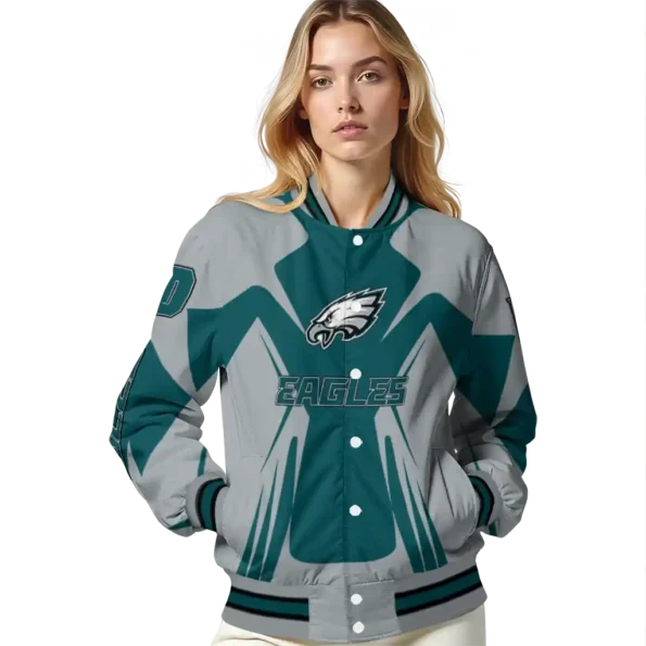 custom philadelphia eagles spider mark green grey crocs varsity jacket latest model