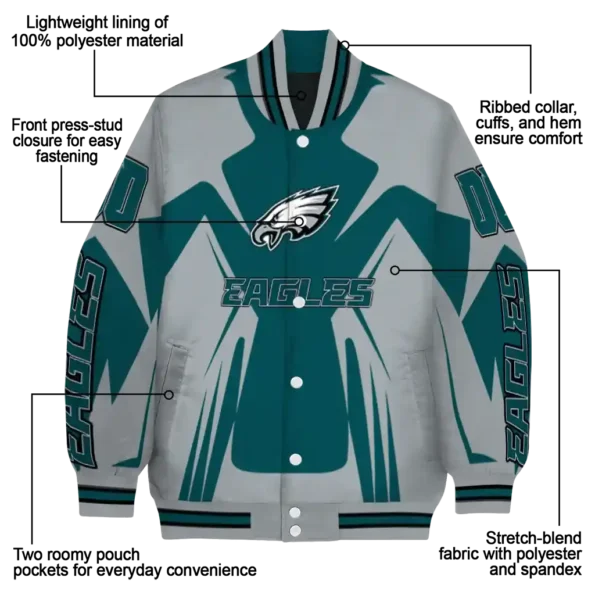 custom philadelphia eagles spider mark green grey crocs varsity jacket new arrival
