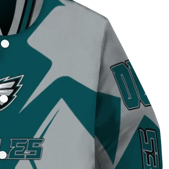 custom philadelphia eagles spider mark green grey crocs varsity jacket premium grade