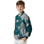custom philadelphia eagles spider mark green grey crocs varsity jacket best selling