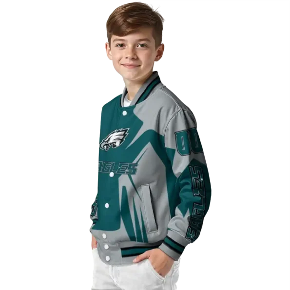 custom philadelphia eagles spider mark green grey crocs varsity jacket trendy