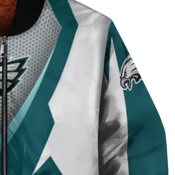 custom philadelphia eagles v stripes green white bomber jacket premium grade