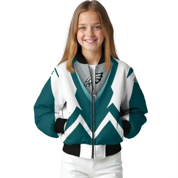 custom philadelphia eagles v stripes green white bomber jacket top rated