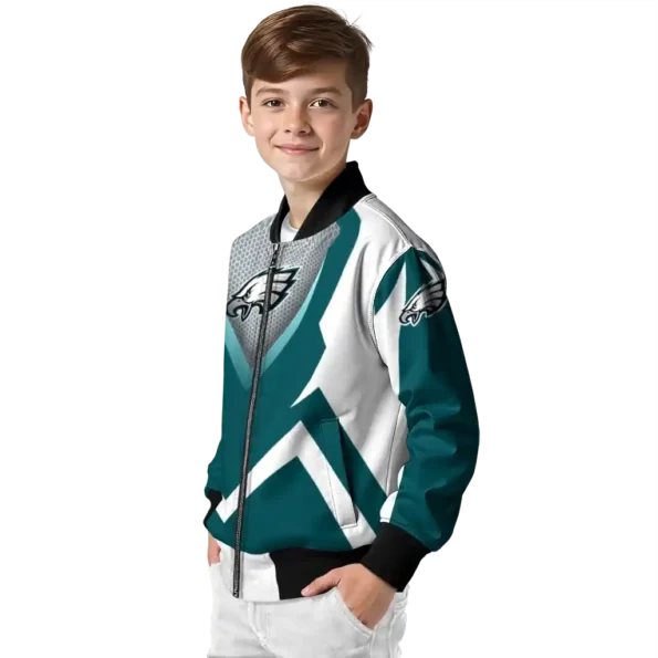 custom philadelphia eagles v stripes green white bomber jacket trendy