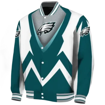 custom philadelphia eagles v stripes green white varsity jacket best selling
