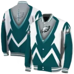custom philadelphia eagles v stripes green white varsity jacket best selling