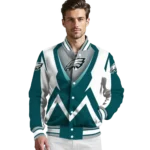custom philadelphia eagles v stripes green white varsity jacket best selling