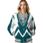 custom philadelphia eagles v stripes green white varsity jacket best selling