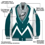 custom philadelphia eagles v stripes green white varsity jacket best selling
