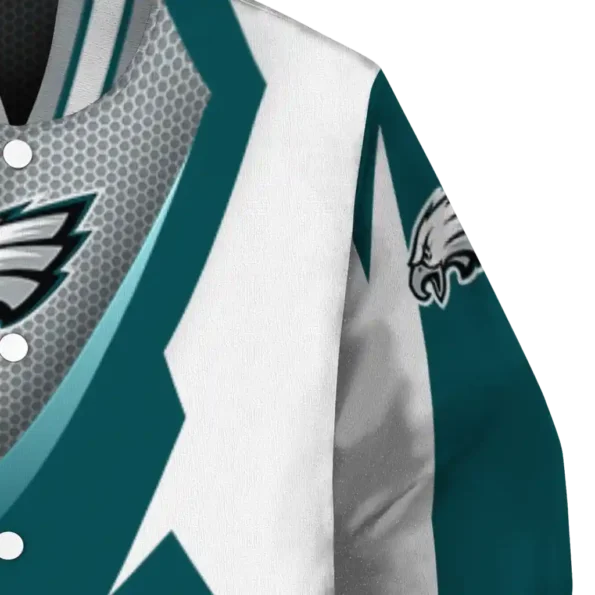 custom philadelphia eagles v stripes green white varsity jacket premium grade