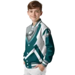 custom philadelphia eagles v stripes green white varsity jacket best selling