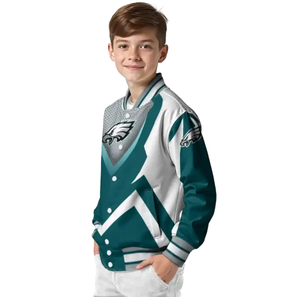 custom philadelphia eagles v stripes green white varsity jacket trendy