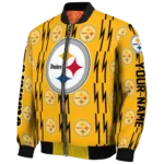 custom pittsburgh steelers bolt stripe gold bomber jacket best selling