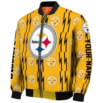 custom pittsburgh steelers bolt stripe gold bomber jacket best selling