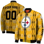 custom pittsburgh steelers bolt stripe gold bomber jacket best selling