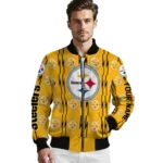 custom pittsburgh steelers bolt stripe gold bomber jacket best selling