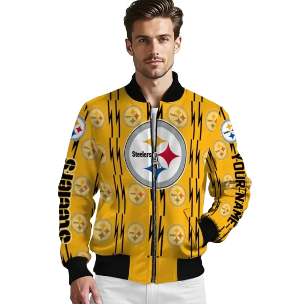 custom pittsburgh steelers bolt stripe gold bomber jacket high quality