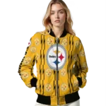custom pittsburgh steelers bolt stripe gold bomber jacket best selling