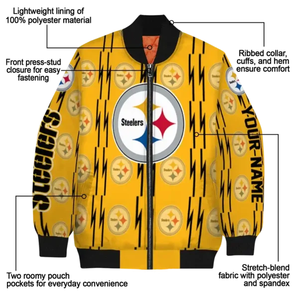 custom pittsburgh steelers bolt stripe gold bomber jacket new arrival