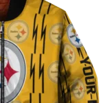 custom pittsburgh steelers bolt stripe gold bomber jacket best selling