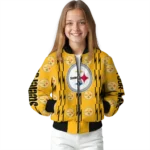 custom pittsburgh steelers bolt stripe gold bomber jacket best selling