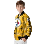 custom pittsburgh steelers bolt stripe gold bomber jacket best selling