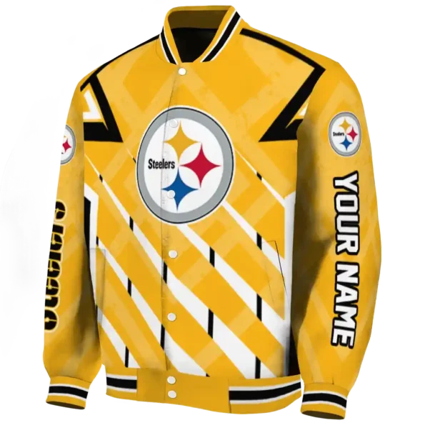 custom pittsburgh steelers chevron angles gold varsity jacket best selling