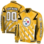 custom pittsburgh steelers chevron angles gold varsity jacket best selling