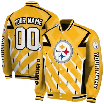 custom pittsburgh steelers chevron angles gold varsity jacket fashion forward