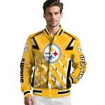 custom pittsburgh steelers chevron angles gold varsity jacket best selling