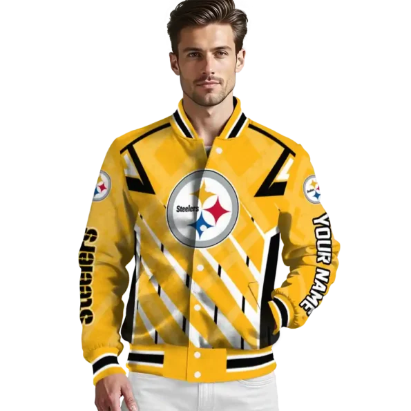 custom pittsburgh steelers chevron angles gold varsity jacket high quality