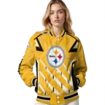 custom pittsburgh steelers chevron angles gold varsity jacket best selling