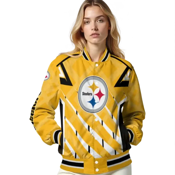 custom pittsburgh steelers chevron angles gold varsity jacket latest model