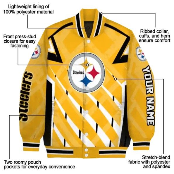 custom pittsburgh steelers chevron angles gold varsity jacket new arrival