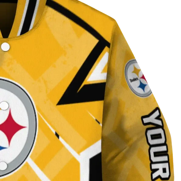 custom pittsburgh steelers chevron angles gold varsity jacket premium grade