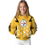 custom pittsburgh steelers chevron angles gold varsity jacket best selling